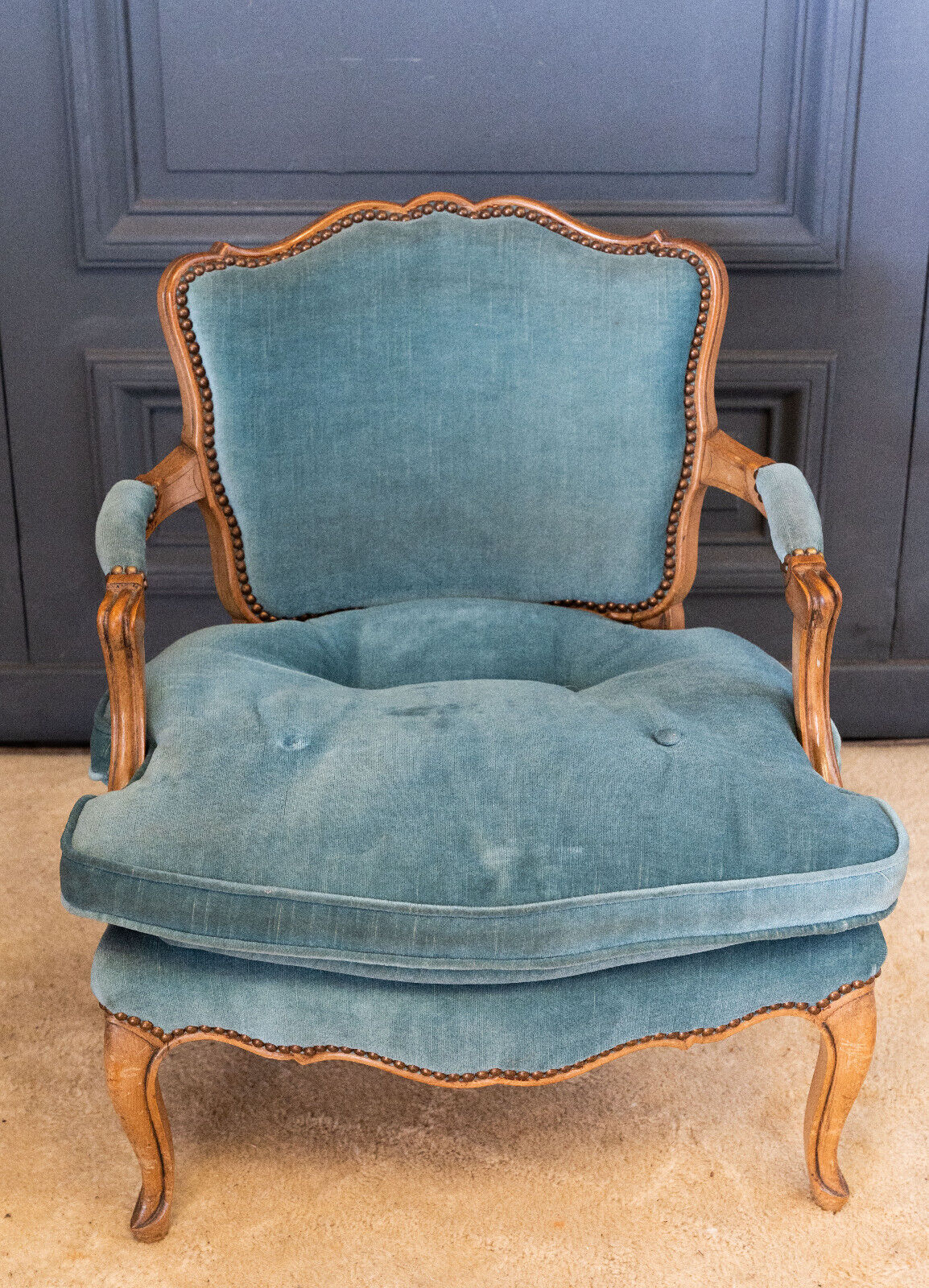 Pair of Louis XV style convertible armchairs Light wood 1900
