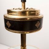 Ashtray on feet 60s gold, glass and leather