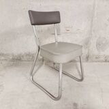Chaise de bureau vintage années 50 60 en skai et métal chromé