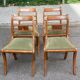 4 regency chairs in solid wood and green velvet suede