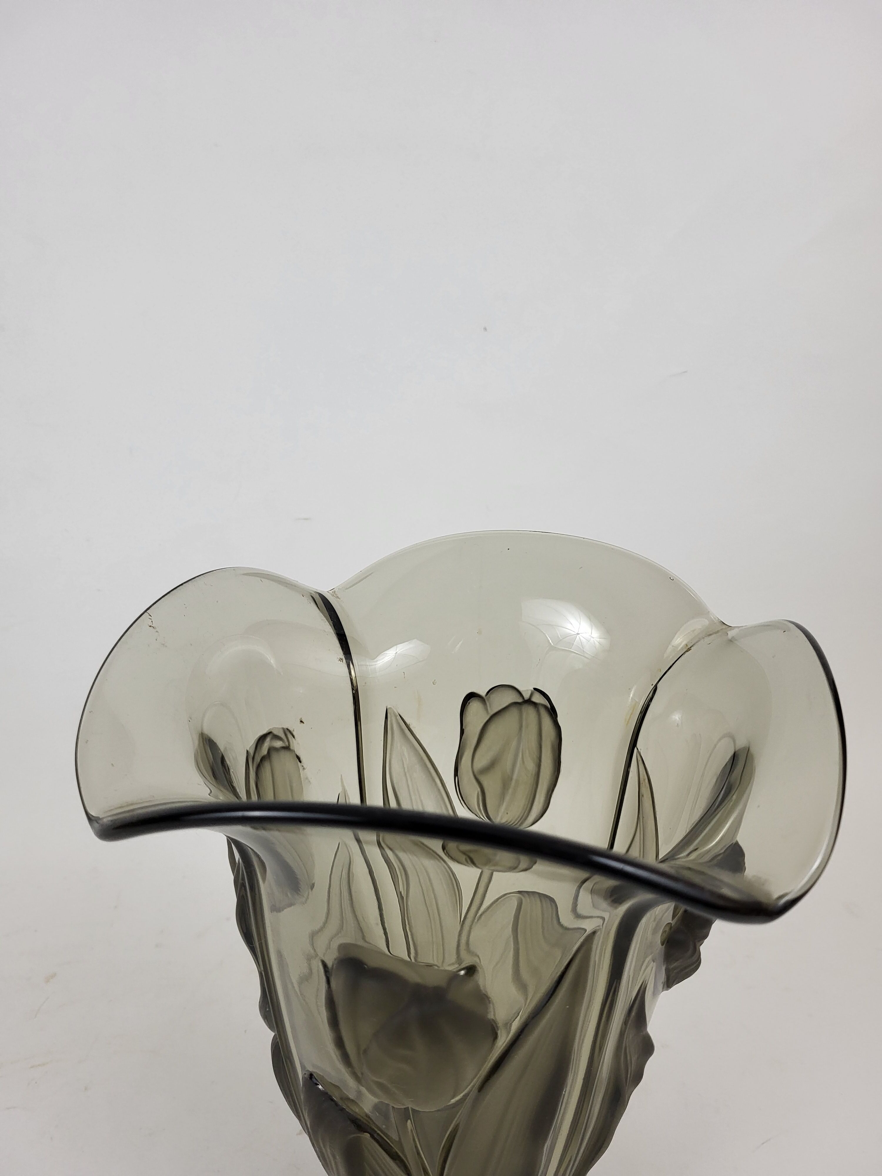 Art Deco glass tulip vase Czechoslovakia