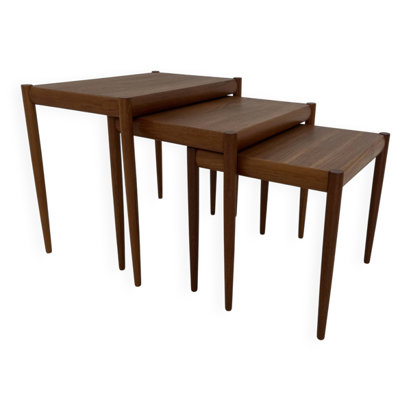 Tables gigognes en teck, Danemark, années 1960, lot de 3