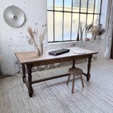 Farm table with turned legs, made of pine and birch, 180cm.