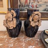 Pair of Barbotine vases
