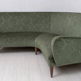 Mid-Century Modern Italian Damask Velvet Corner Sofa, 1950s