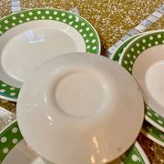 Set of 12 antique polka dot plates for 4 people