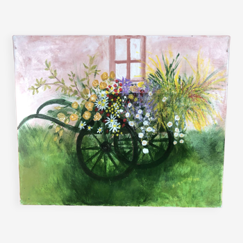 Flower cart painting