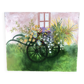 Flower cart painting