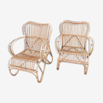 Pair of rattan armchairs