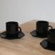 4 black coffee cups and saucers Arcoroc Octime – Esso vintage collection from the 1980s