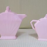 Théière and its pink ceramic sugar maker Art Deco