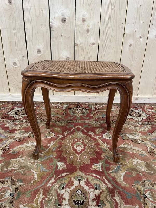 Tabouret bas ou repose pied de style Louis XV en cannage