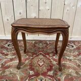 Tabouret bas ou repose pied de style Louis XV en cannage