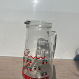 Vintage glass carafe fruit cherry patterns