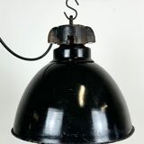 Industrial Bauhaus Black Enamel Pendant Lamp, 1930s