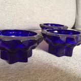 Old reims glass candlesticks cobalt blue