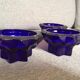 Old reims glass candlesticks cobalt blue