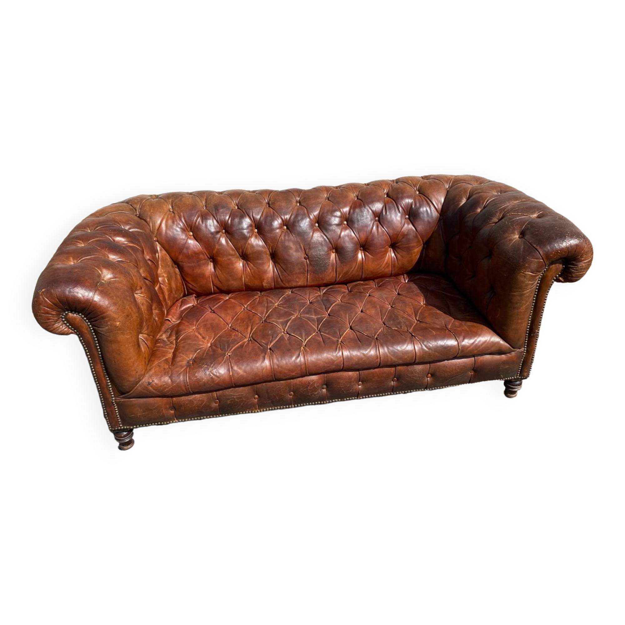 2 seater chesterfield leather sofa