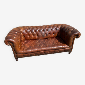 2 seater chesterfield leather sofa