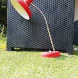 Red and silver swan neck table lamp