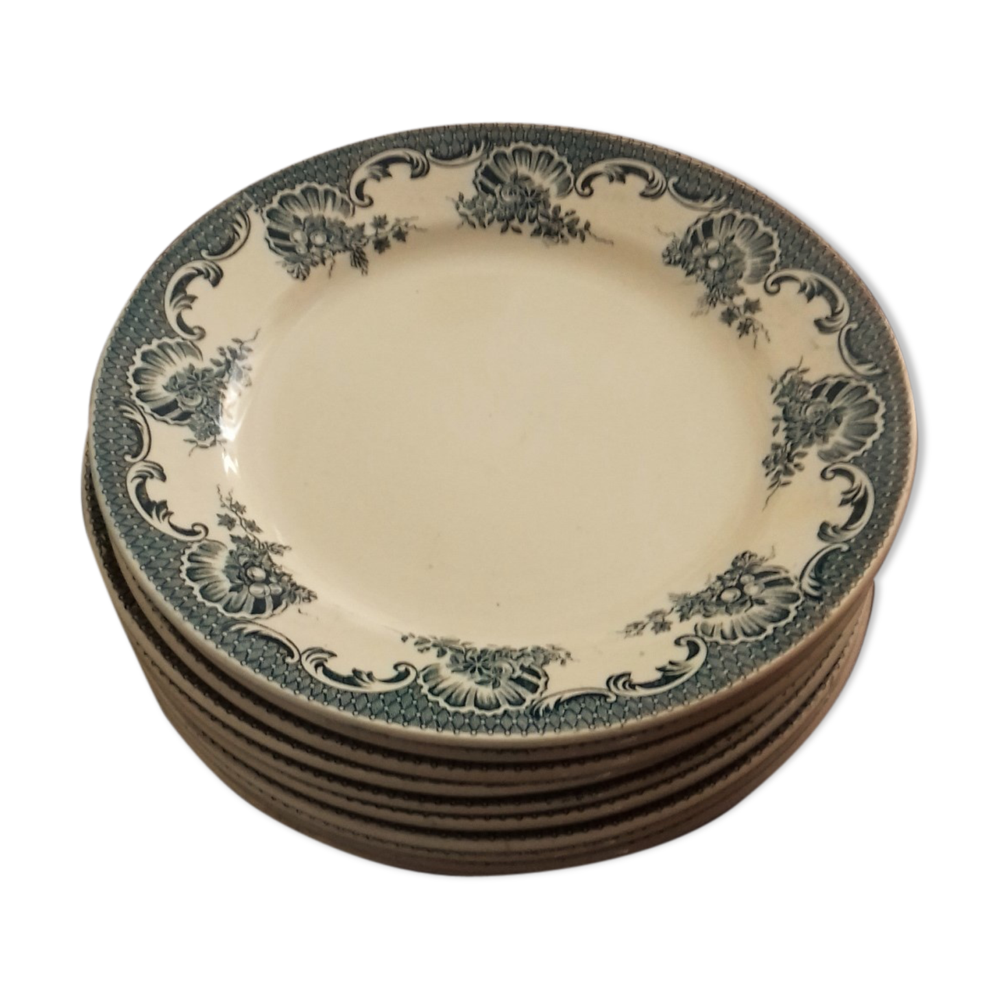 Lot 10 plates Plate Terre de Fer Bleu Moulin des Loups La Vallière