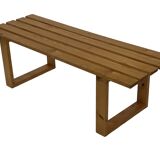 Vintage Scandinavian modern pinewood slatted bench from the 1960's