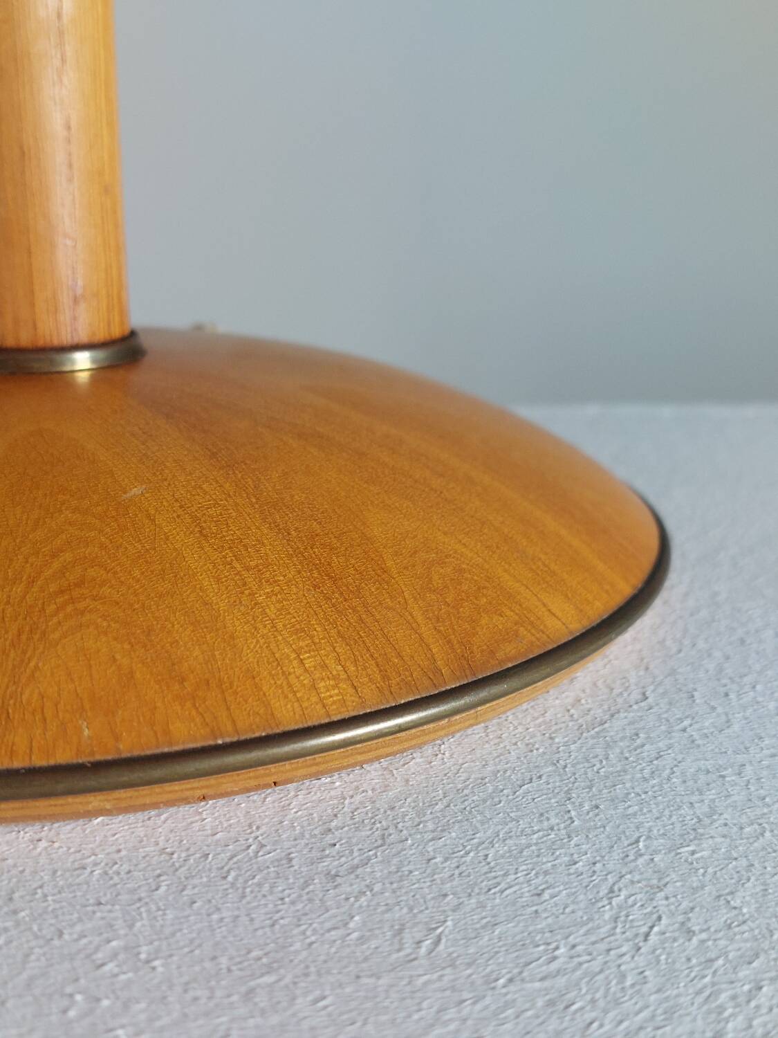 Vintage wooden and brass table lamp by Temde from the 1950s.