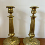 Pair of gilded brass candle holders