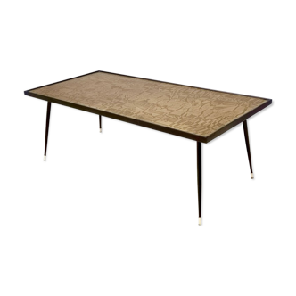 Refined and elegant brass coffee table engraved by G.Urs Italy 50-60 years