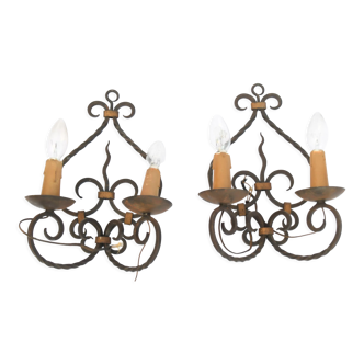 Pair of wrought iron sconces