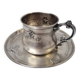 Solid silver cup (and saucer) late 19th century minerve