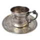 Solid silver cup (and saucer) late 19th century minerve