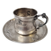 Tasse argent massif ( et soucoupe) fin 19ème minerve