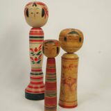 Lot of 3 japanese kokeshi dolls