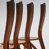Set of 4 solid elm chairs, Maison Seltz, 1980s