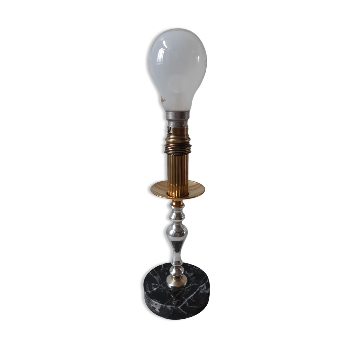 Lamp in marble and chrome steel 50s