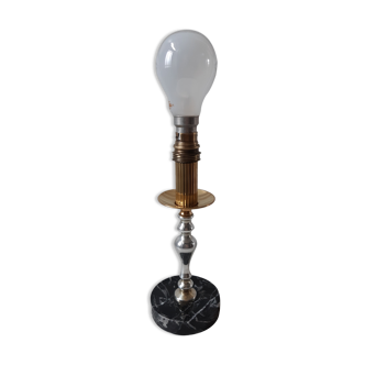 Lampe en marbre et en acier chromé années 50