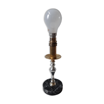 Lampe en marbre et en acier chromé années 50