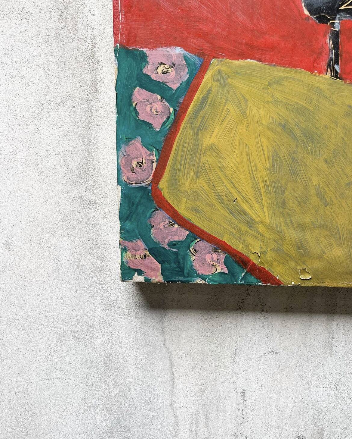 Vintage collage painting on canvas 1970