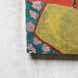 Vintage collage painting on canvas 1970