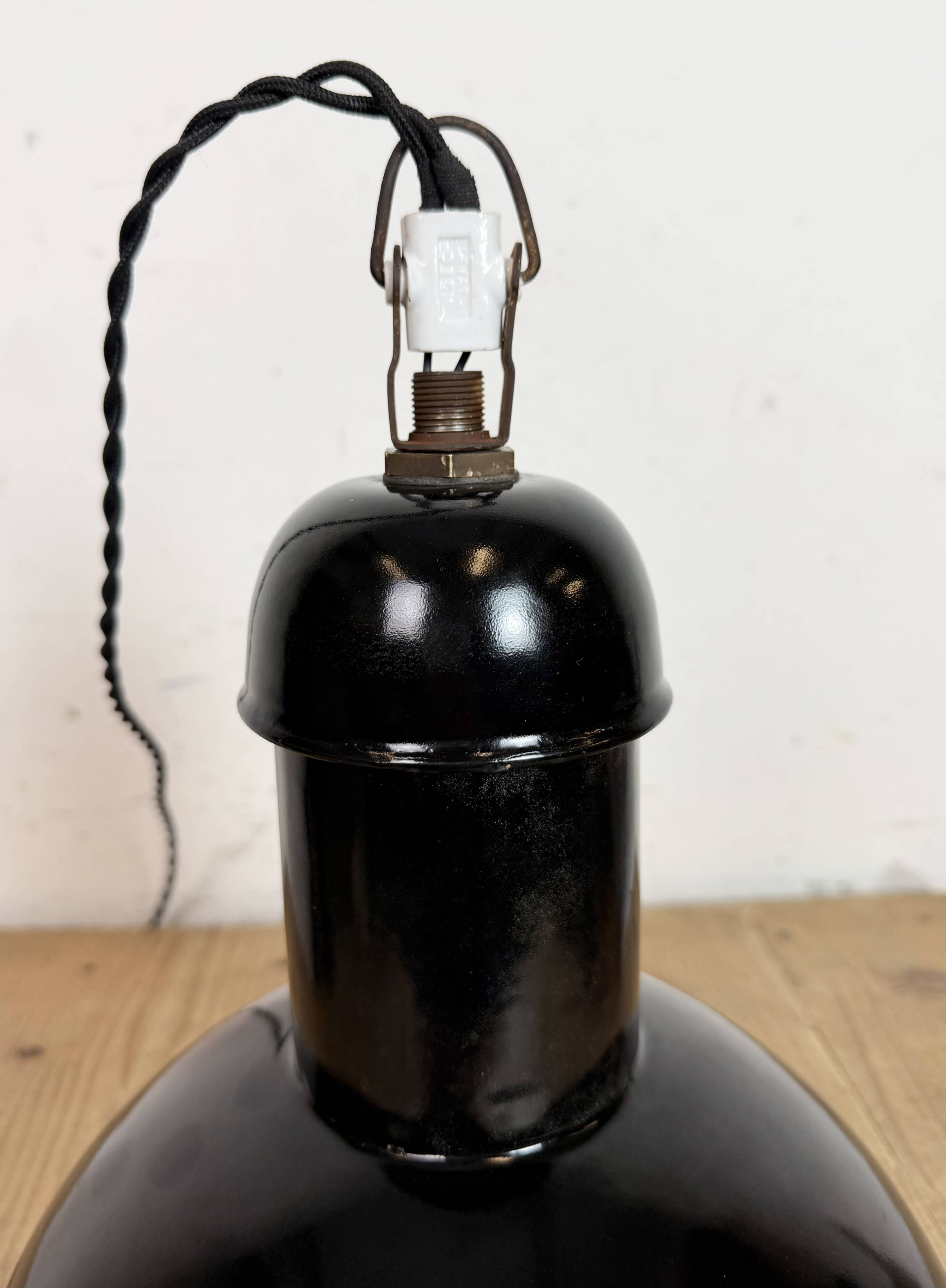 Black Enamel Industrial Pendant Lamp from AEG, 1930s