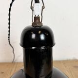 Black Enamel Industrial Pendant Lamp from AEG, 1930s