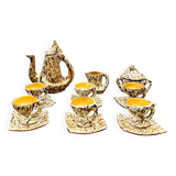 Rare Vallauris ceramic coffee service Sculptural design and u enamel