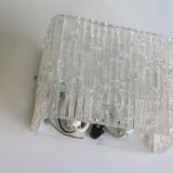 Brutalist wall lamp in iced glass, 1970