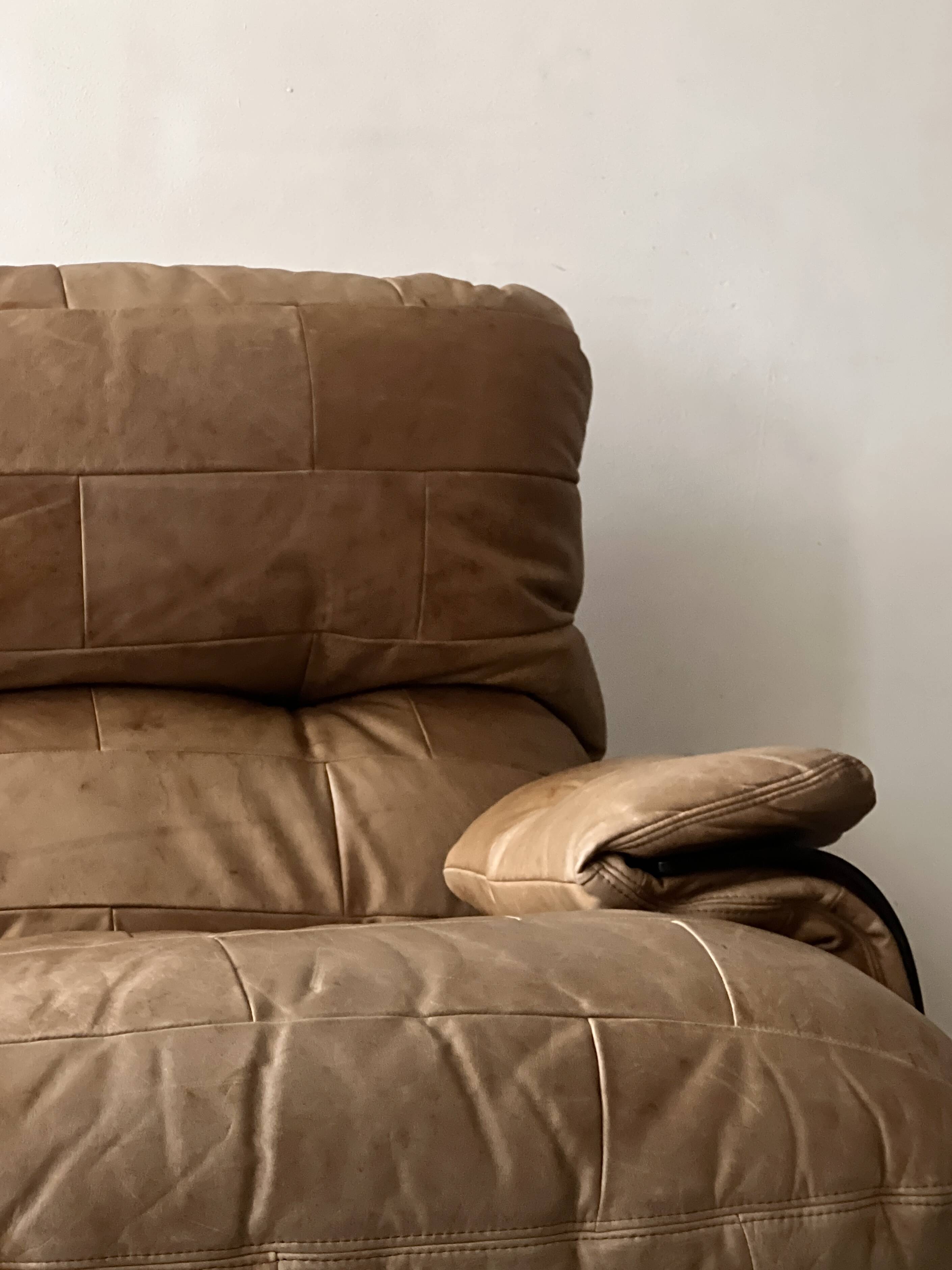 Marsala natural leather armchair by Michel Ducaroy for Ligne Roset, 1970