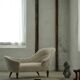 Chaise longue sculpturale danoise antique du XIXe siècle, réupholstérée en laine d'agneau