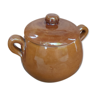 Sugar sugar pot in brown ceramic