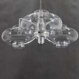 1970s Italian Chrome Plated and Glass Chandelier