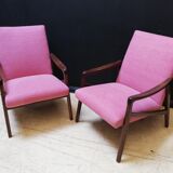 Pair of armchairs pink, czech