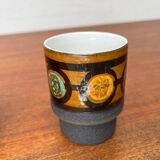 Mid-century brutalist West German pottery punch bowl and cups by WGP of Dümler & Breiden, 1960s, set of 10.